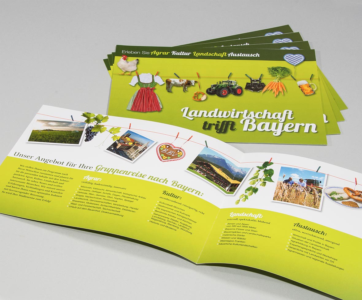 Printdesign: Informations-Broschüre &laquo;Landwirtschaft trifft Bayern&raquo;