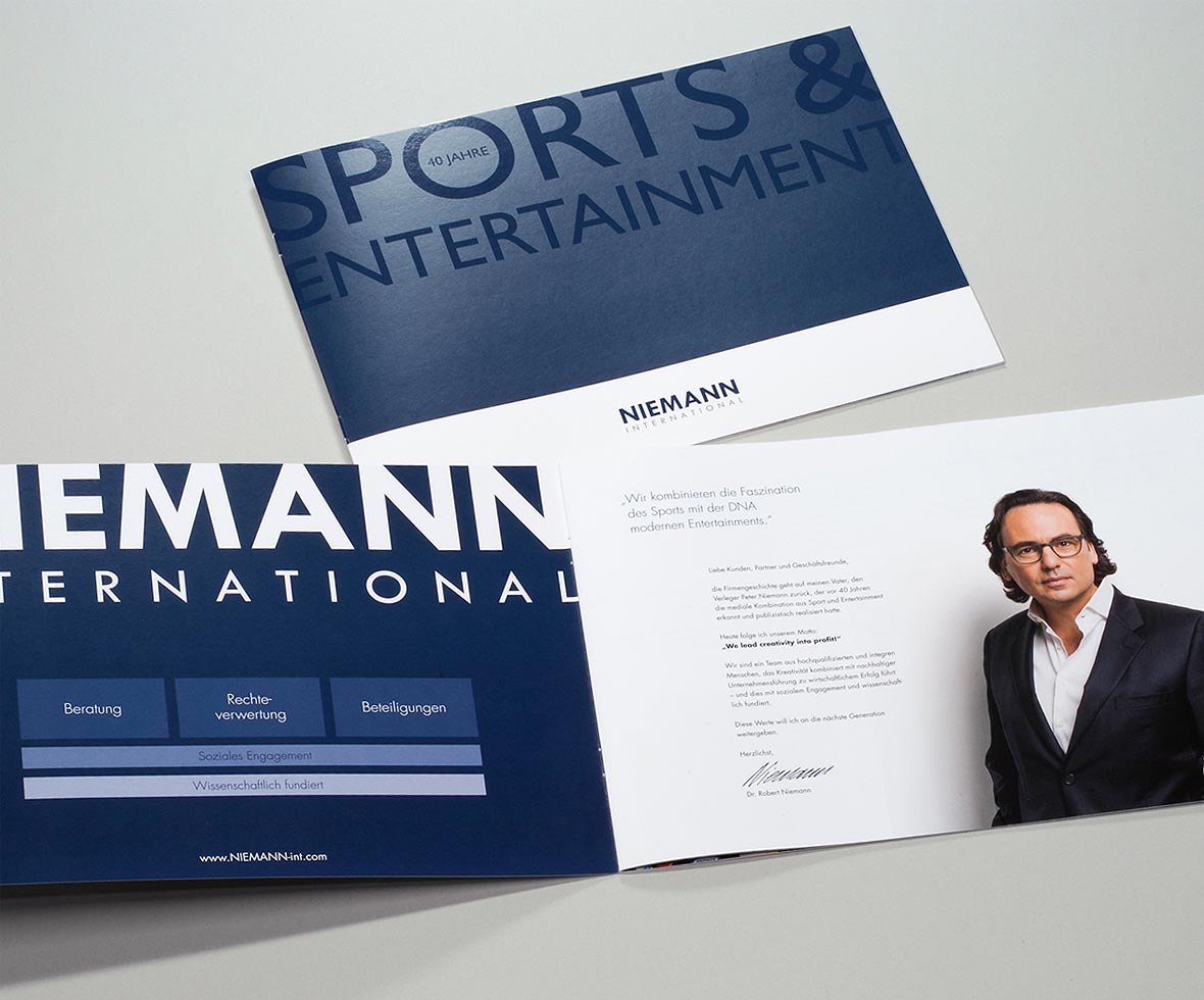 Grafikdesign/Printdesign: Image-Broschüre für Sport & Entertainment