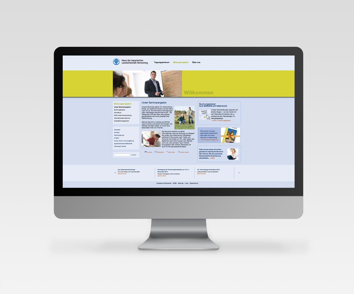 Webdesign: Website für das Haus der bayerischen Landwirtschaft Herrsching