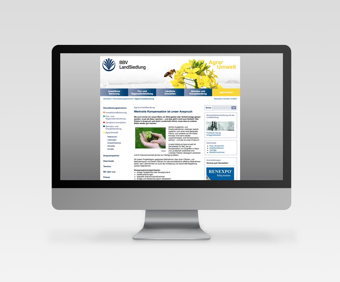 Webdesign: Website für BBV LandSiedlung