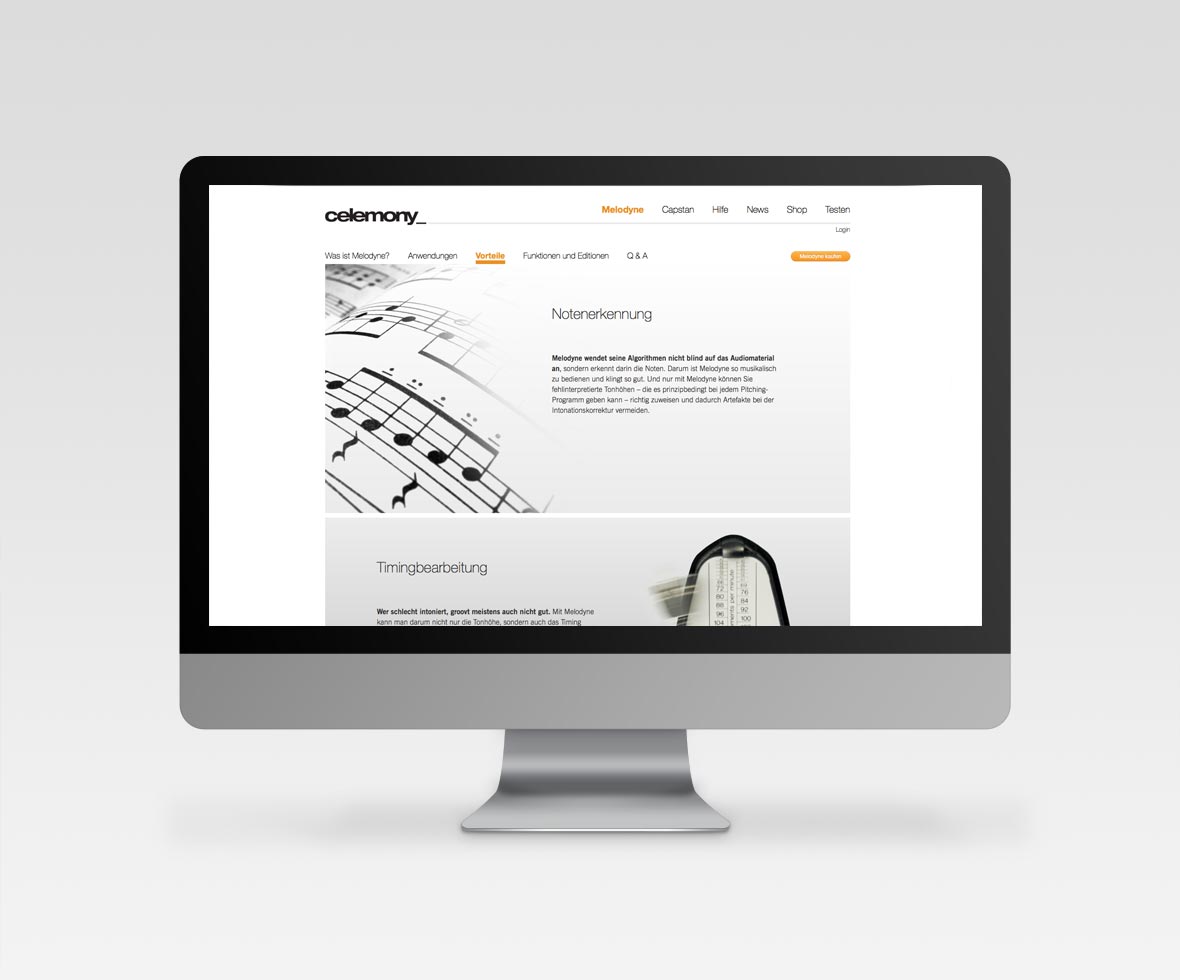Webdesign/Corporate Identity: Websitegestaltung für Musiksoftware